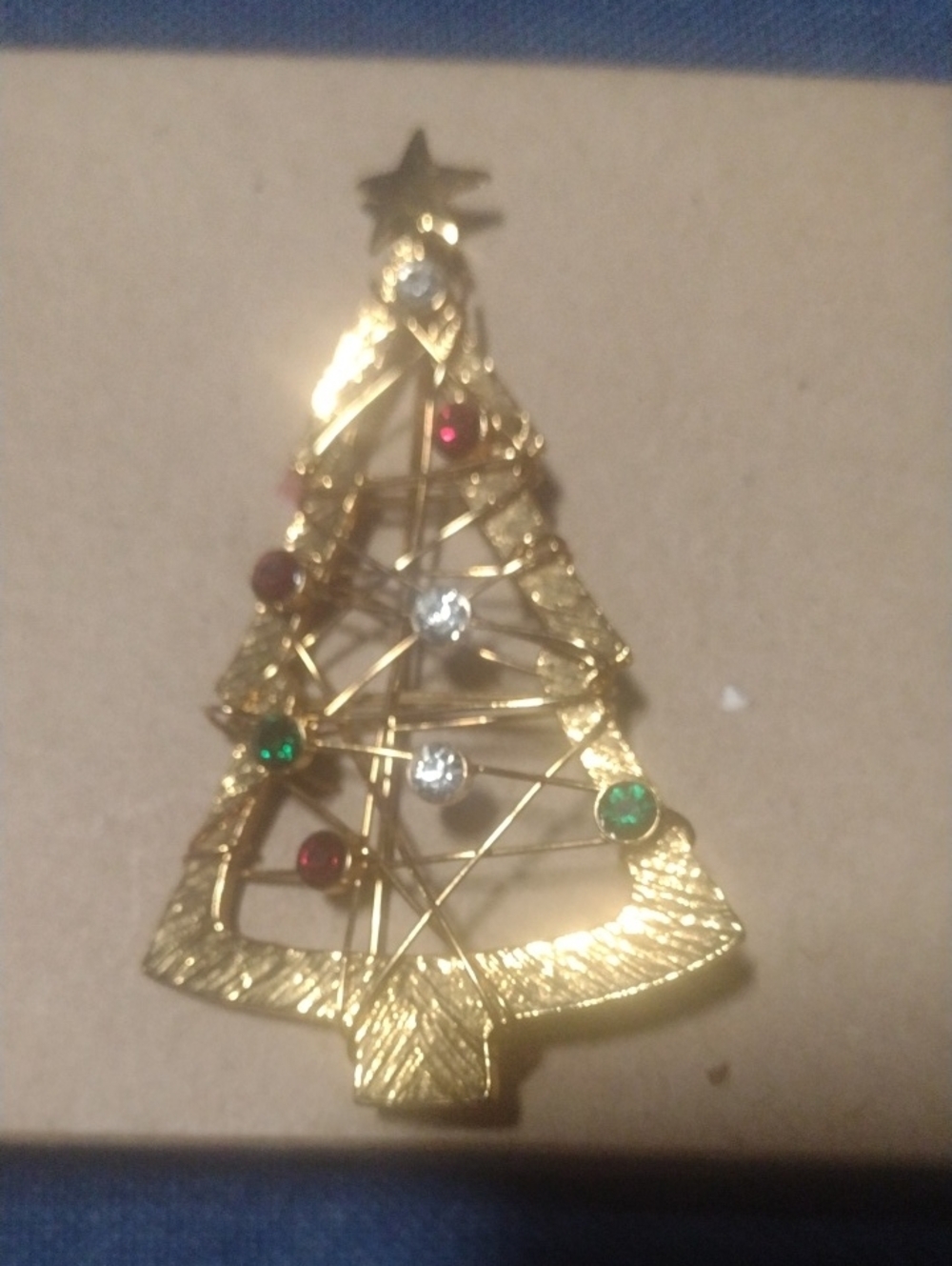 Gold Christmas Tree Brooch with Multicolor Stones - Women Jewelry